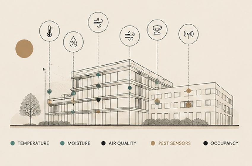 A building instrumented for biological signals